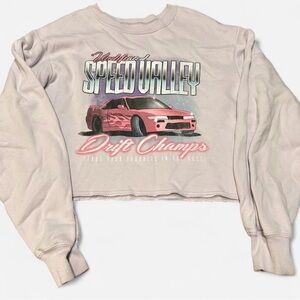 Hollister lavender cropped racecar graphic sweatshirt Size Small